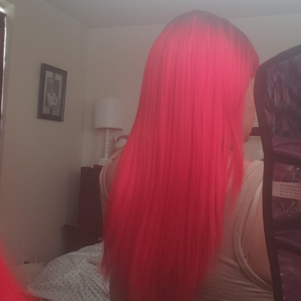Red and black wig